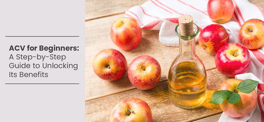 Fresh apples with a glass bottle of apple cider vinegar which benefits in maintaining weight and gut health.