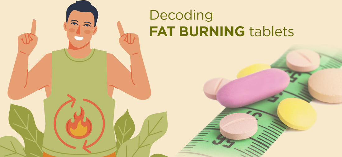 A man with fat burning tablets showing how to maintain a healthy weight | Weight Management and Fat Burner